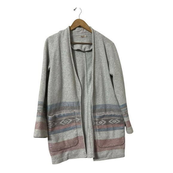 FAHERTY Gray Open Striped Cardigan Sweater - Picture 2 of 8